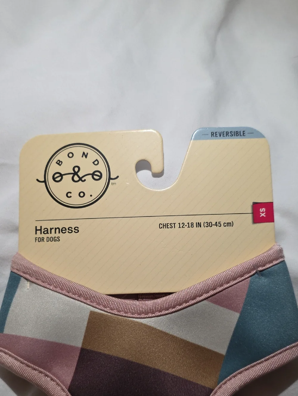 Bond & Co. Reversible Geometric Pink Dog Harness size XS Chest 12-18 Inch